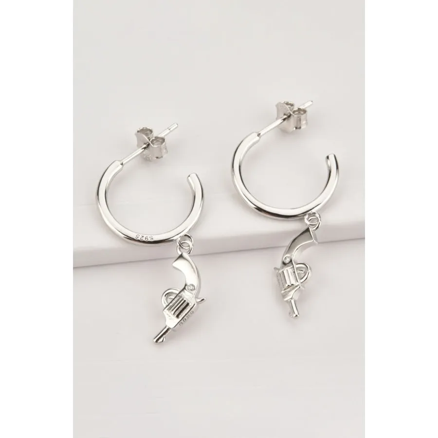 925 Sterling Silver C-Hoop Gun Drop Earrings