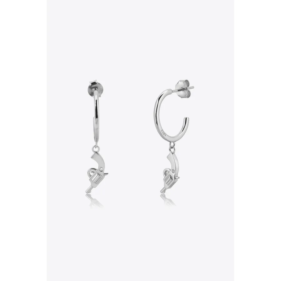 925 Sterling Silver C-Hoop Gun Drop Earrings