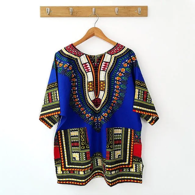 African Traditional Print Cotton Dashiki T-shirts Fashion Clothing