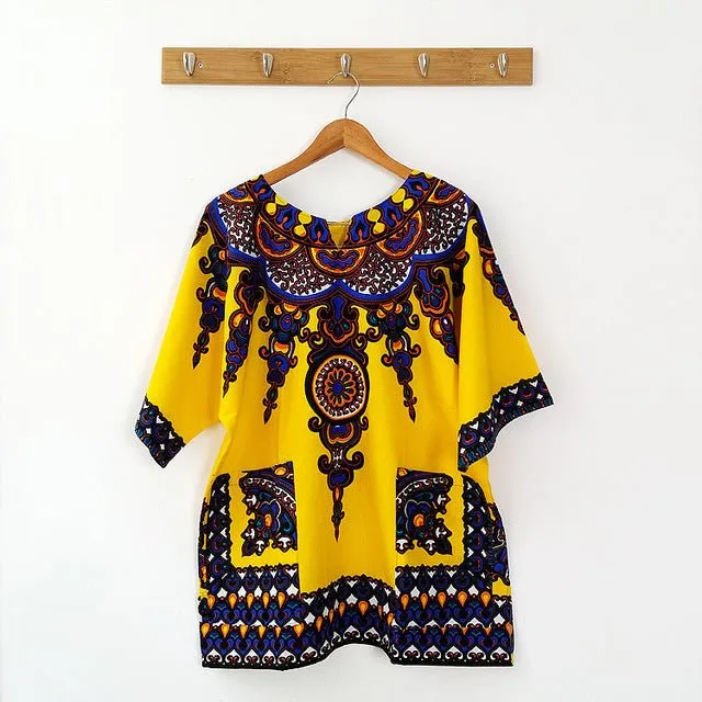 African Traditional Print Cotton Dashiki T-shirts Fashion Clothing