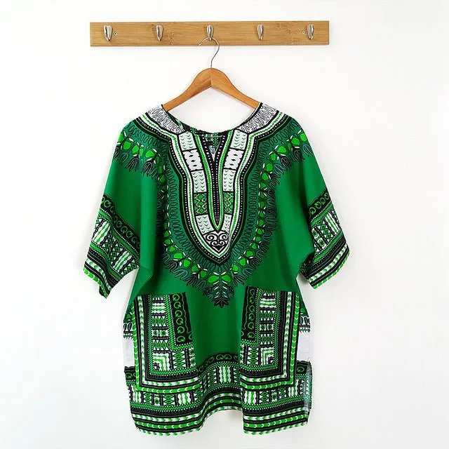 African Traditional Print Cotton Dashiki T-shirts Fashion Clothing