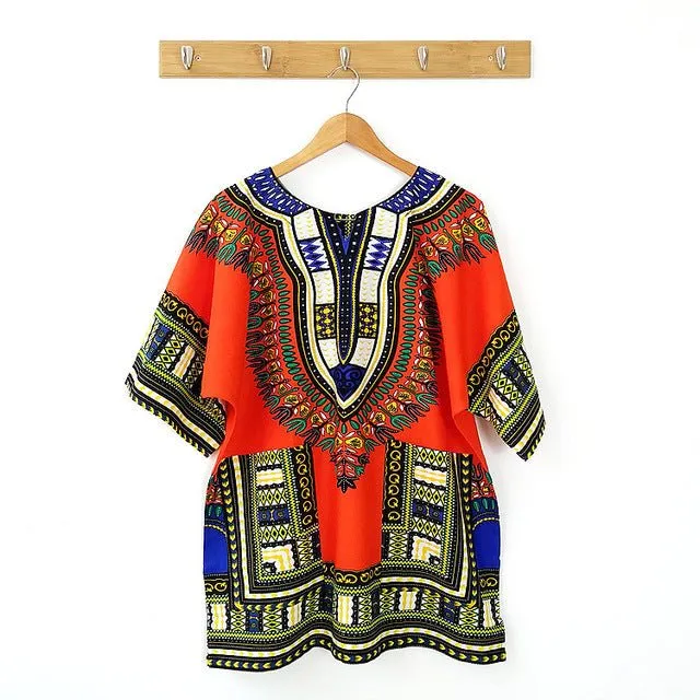 African Traditional Print Cotton Dashiki T-shirts Fashion Clothing