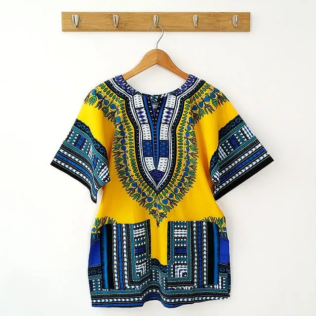 African Traditional Print Cotton Dashiki T-shirts Fashion Clothing