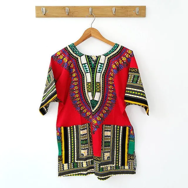 African Traditional Print Cotton Dashiki T-shirts Fashion Clothing