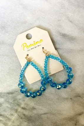 Beaded Teardrop Earrings, Blue