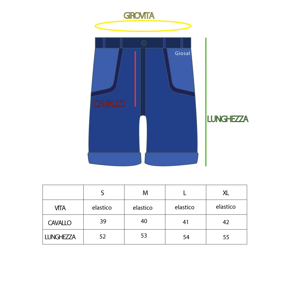 Bermuda Pantaloncino Uomo Shorts Rigato Blu Elastico GIOSAL-PC1544A