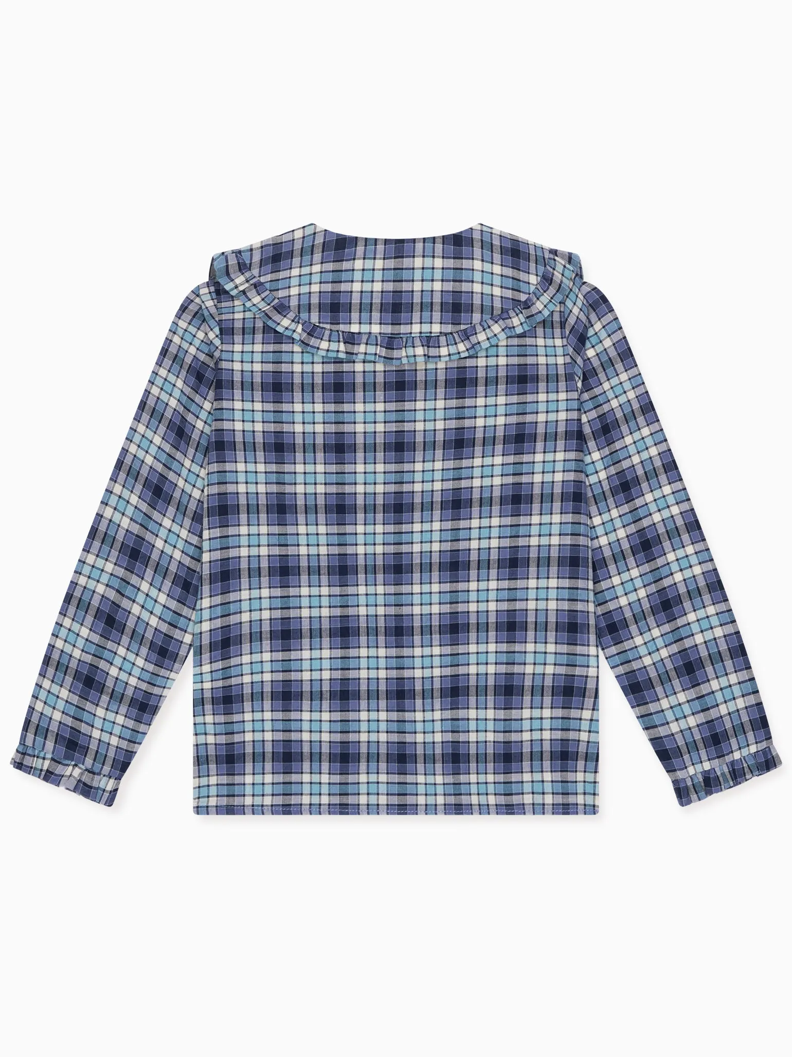 Blue Check Brianna Long Sleeve Girl Shirt