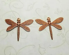 Brass Dragonfly Stampings - With Ring x 2 - 6802RRAT.