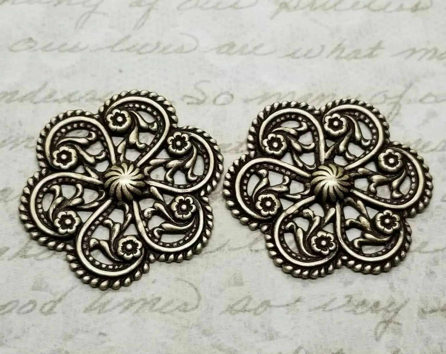 Brass Fancy Filigree Stampings x 2 - 4339RAT.