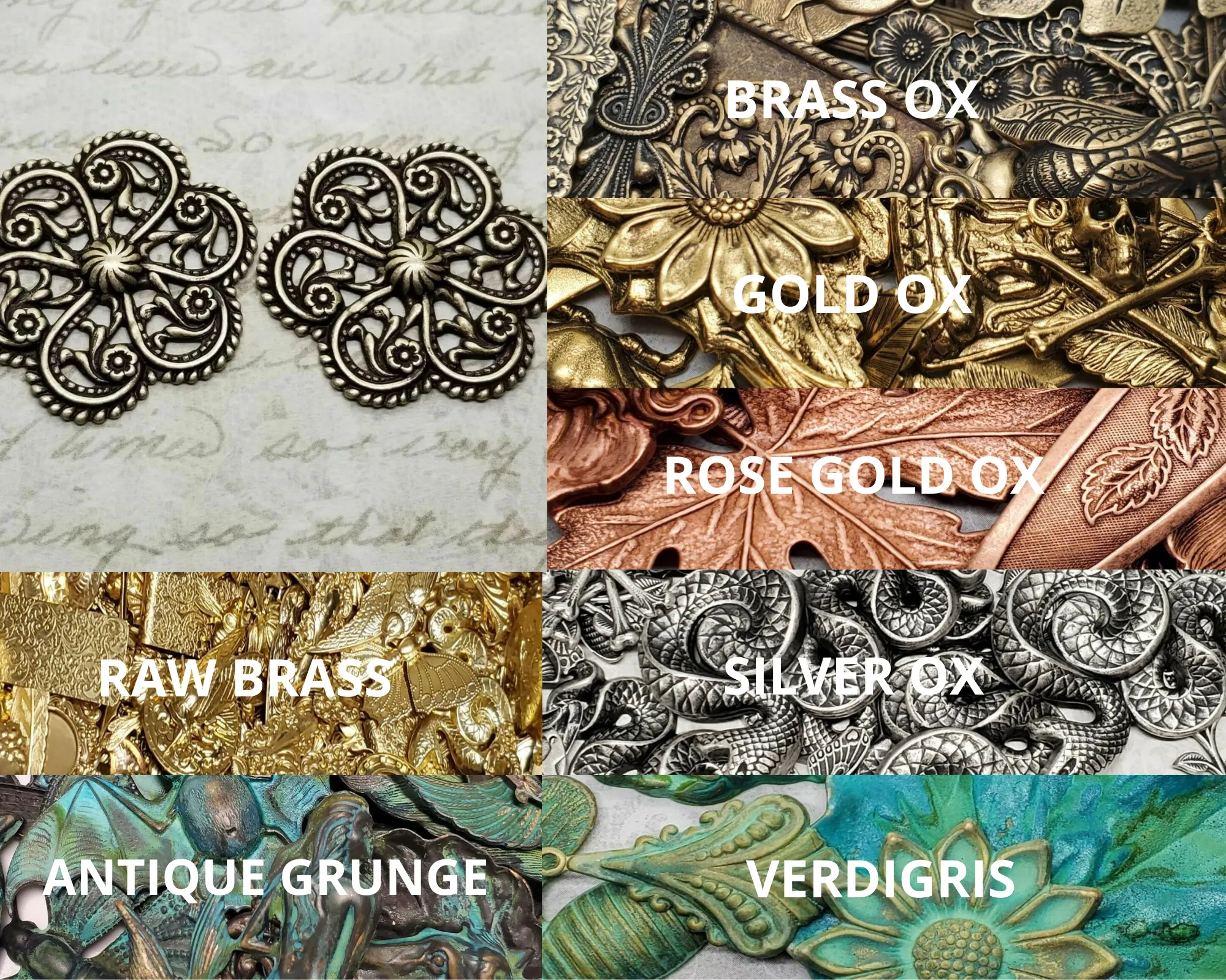 Brass Fancy Filigree Stampings x 2 - 4339RAT.