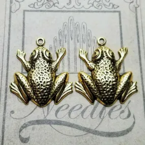 Brass Frog Charms x 2 - 6948S.