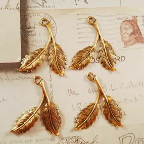 Brass Leaf Charms x 4 - 2174RSG.