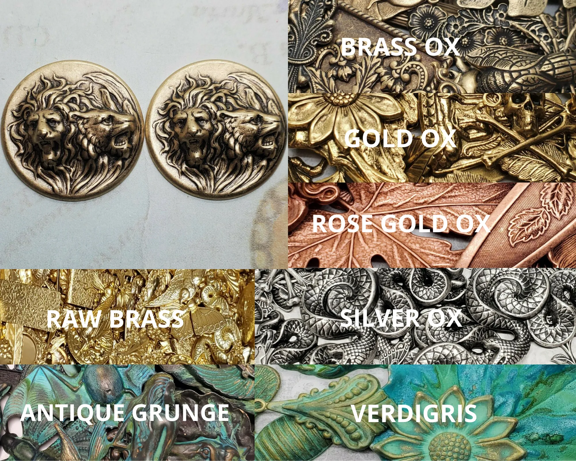 Brass Lion And Lioness Stampings x 2 - 422-1S.