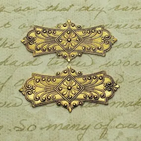 Brass Ornate Bar Stampings x 2 - 3565-1FF.