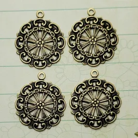 Brass Ornate Fancy Charms x 4 - 0780-1FF.