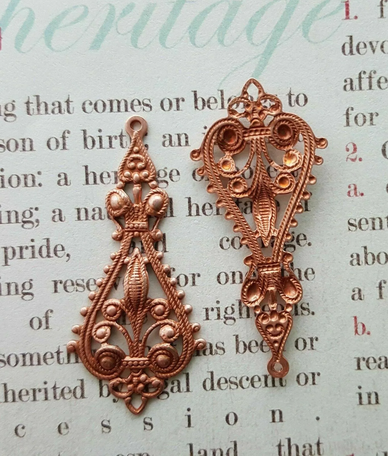 Brass Ornate Filigree Charms x 2 - 5784S.