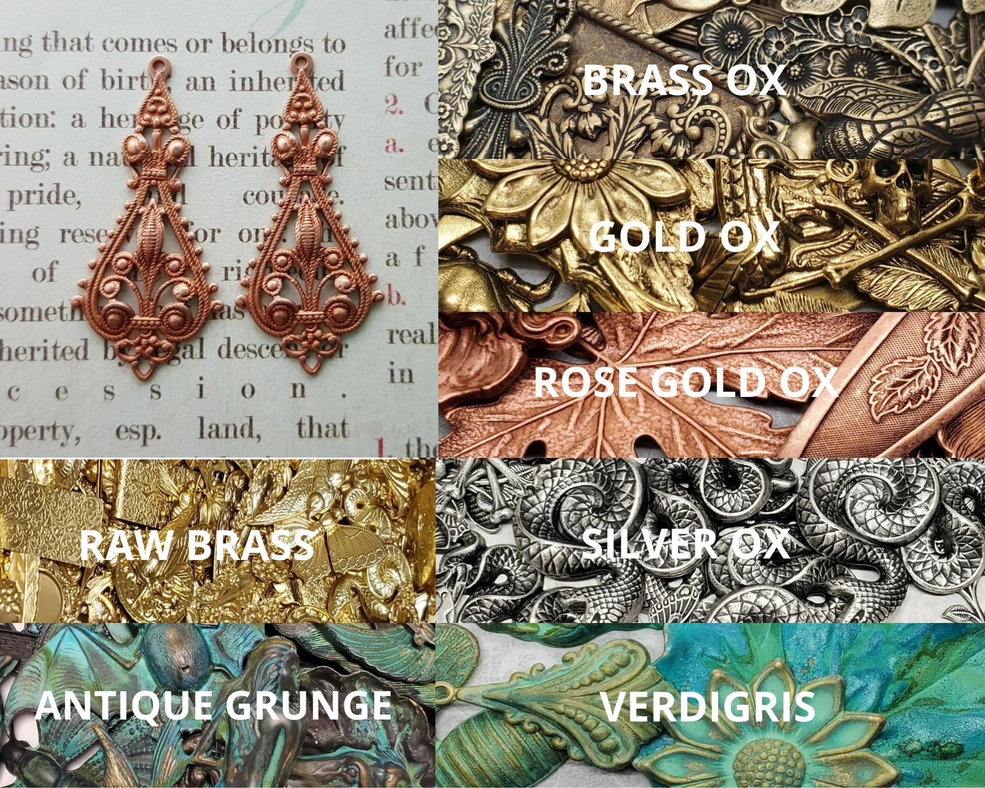 Brass Ornate Filigree Charms x 2 - 5784S.