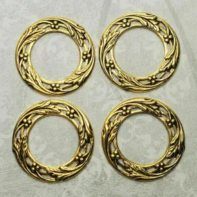 Brass Ornate Wreath Findings x 4 - 5966S.