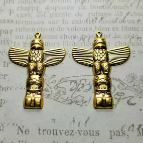 Brass Totem Pole Charms x 2- 8826S.