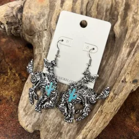 Bucking Bronco Western Dangle Earrings