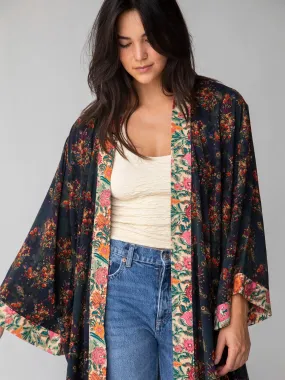 Camila Kimono - Indigo Tan Mixed Floral