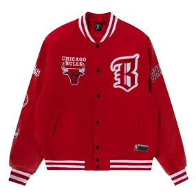 Chicago Bulls Essentials Letterman Jacket Red NBA by Mitchell & Ness