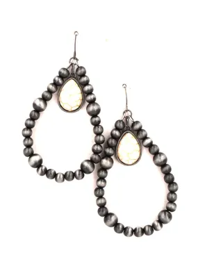 ERZ190825 13-16 Teardrop Navajo Bead Crystal Stone Dangling Earring