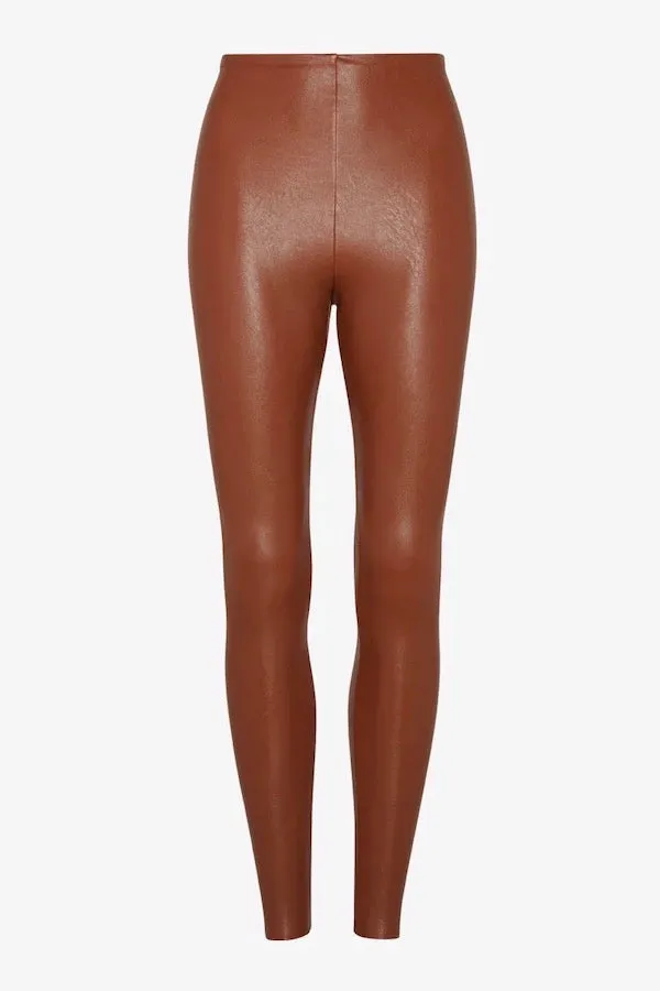 Faux Leather Legging W/ Perfect Control Cocoa