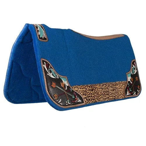 Fort Worth Leopard Tooled Felt Saddle Pad - 30 x 30