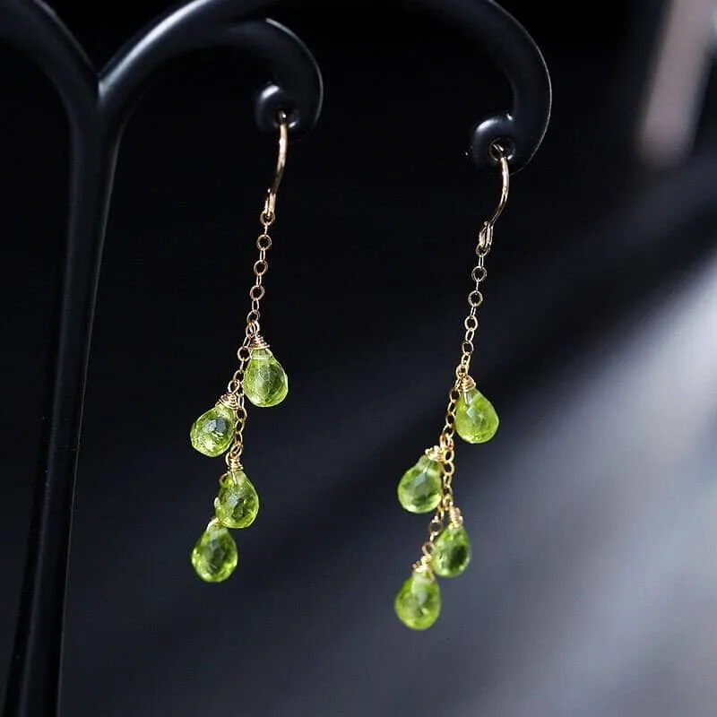 Girly Fashionable Dangle Peridot Earrings