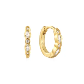 Gold Vermeil Multi Shaped CZ Channel Huggies