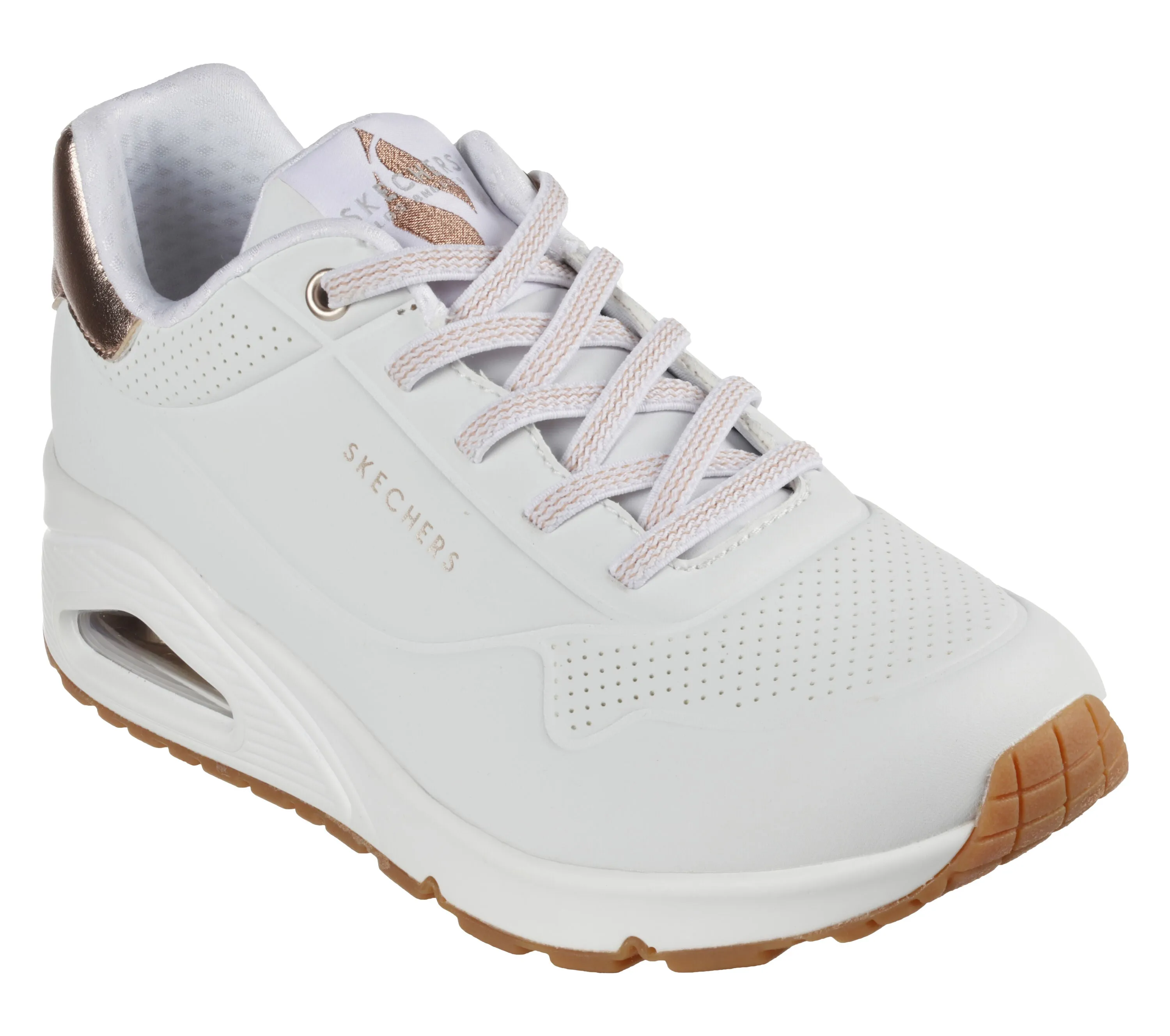 Ladies Skecher Trainers White  Uno 2 Shimmer Away 155196 WHT