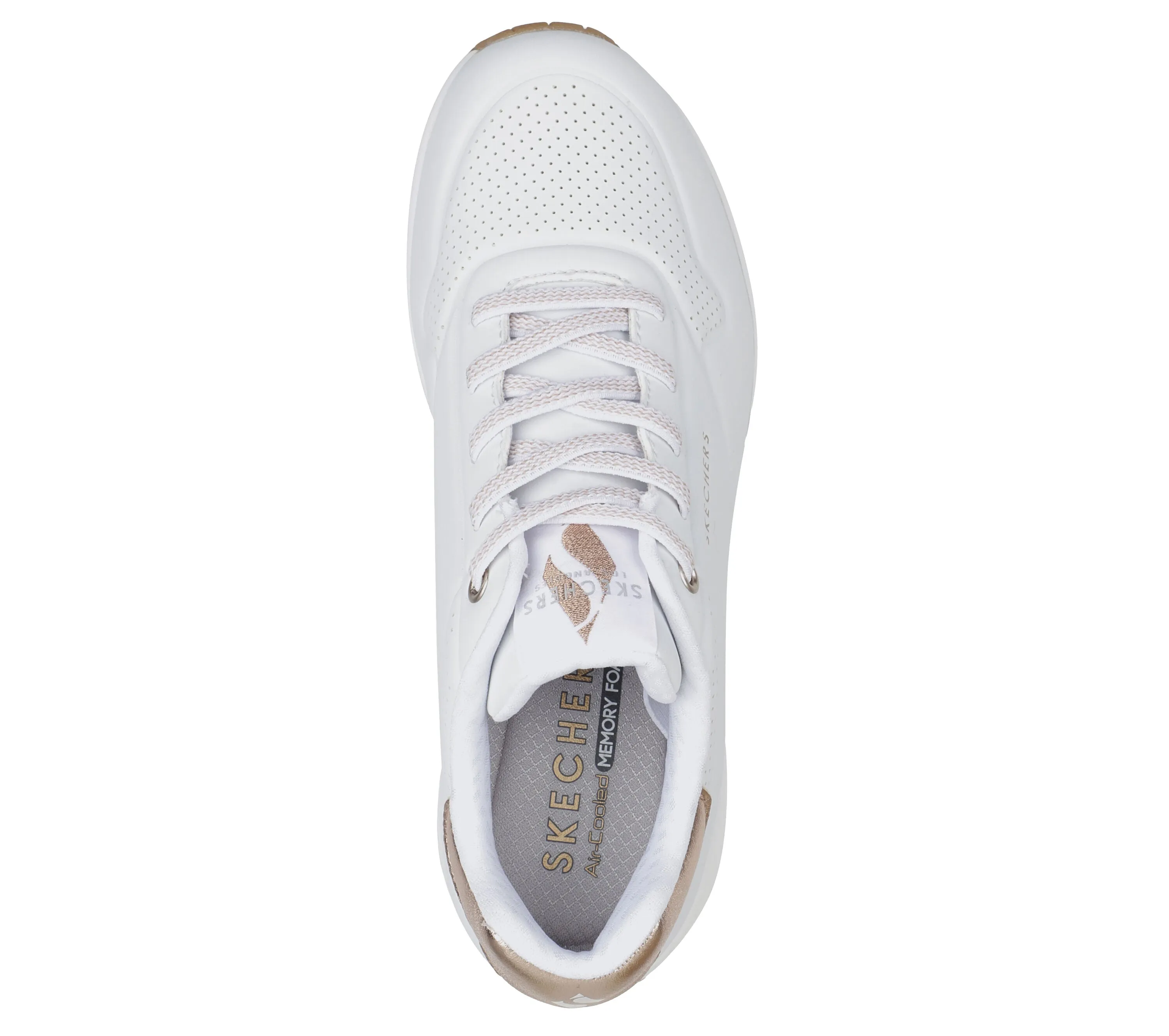 Ladies Skecher Trainers White  Uno 2 Shimmer Away 155196 WHT