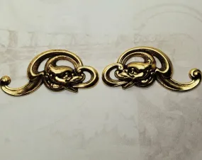 Large Brass Dragon Scroll Stampings - 1 Pair - 556LRRAT.