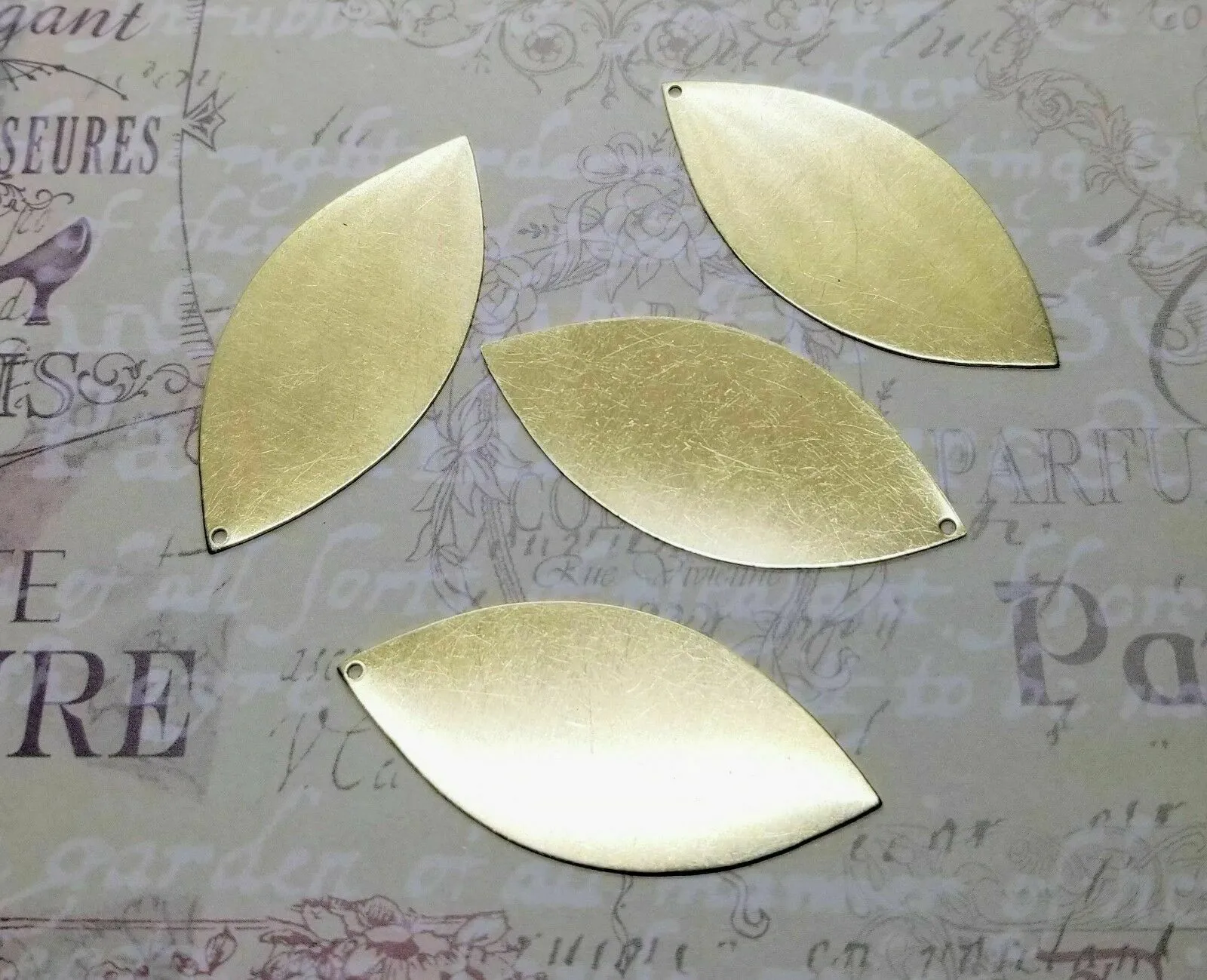 Large Brass Navette Stampings x 4 - 344WHRAT.