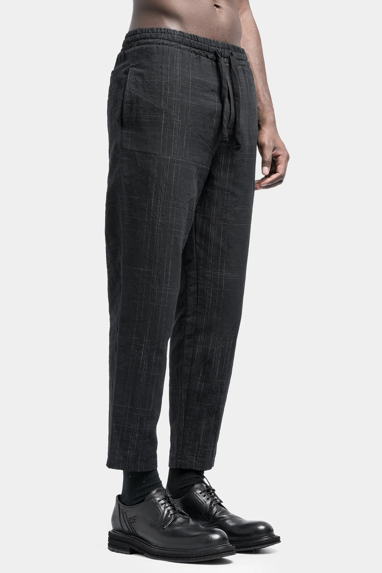 Linen blend drawstring trousers