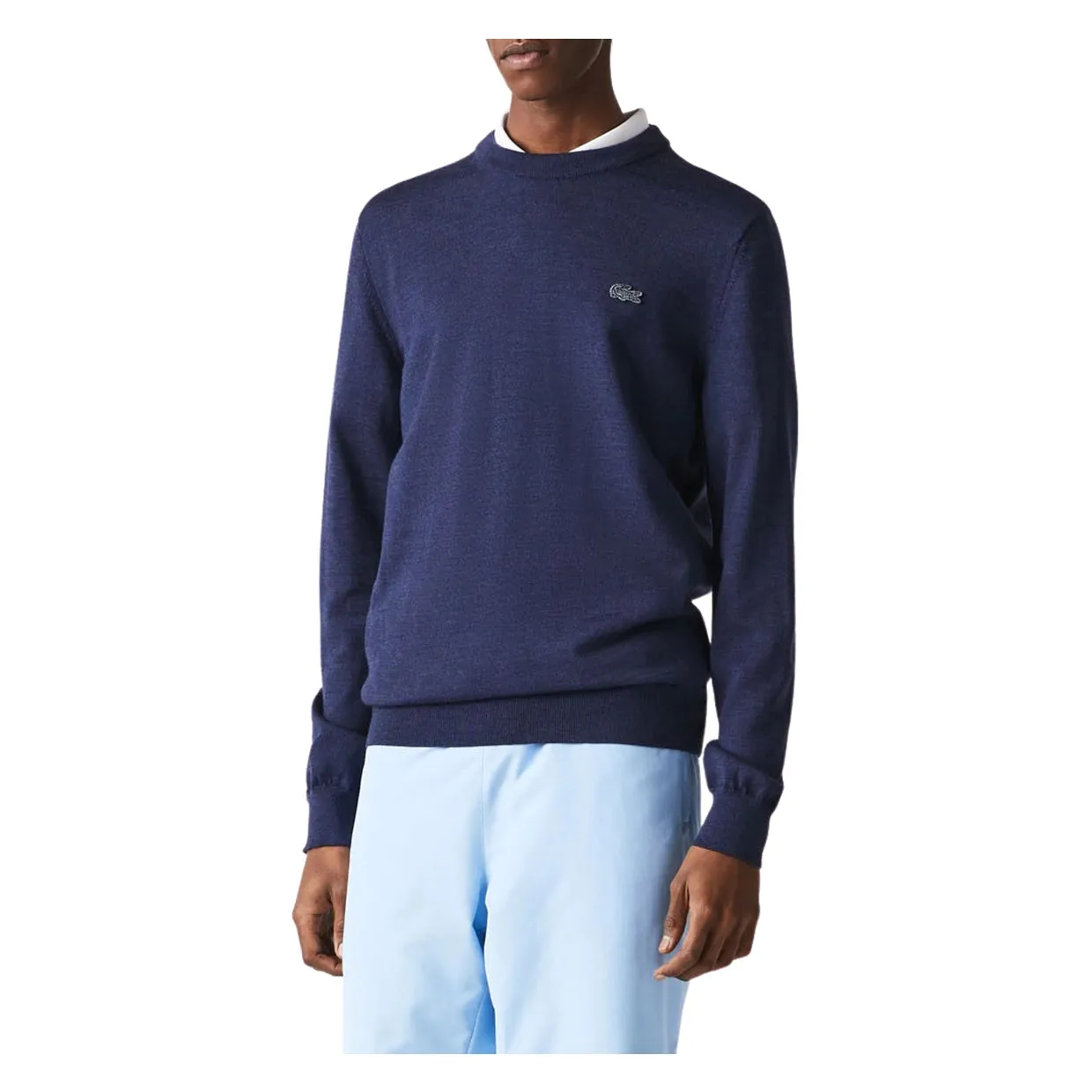 Maglione Lacoste Lana Merino Blu Cina