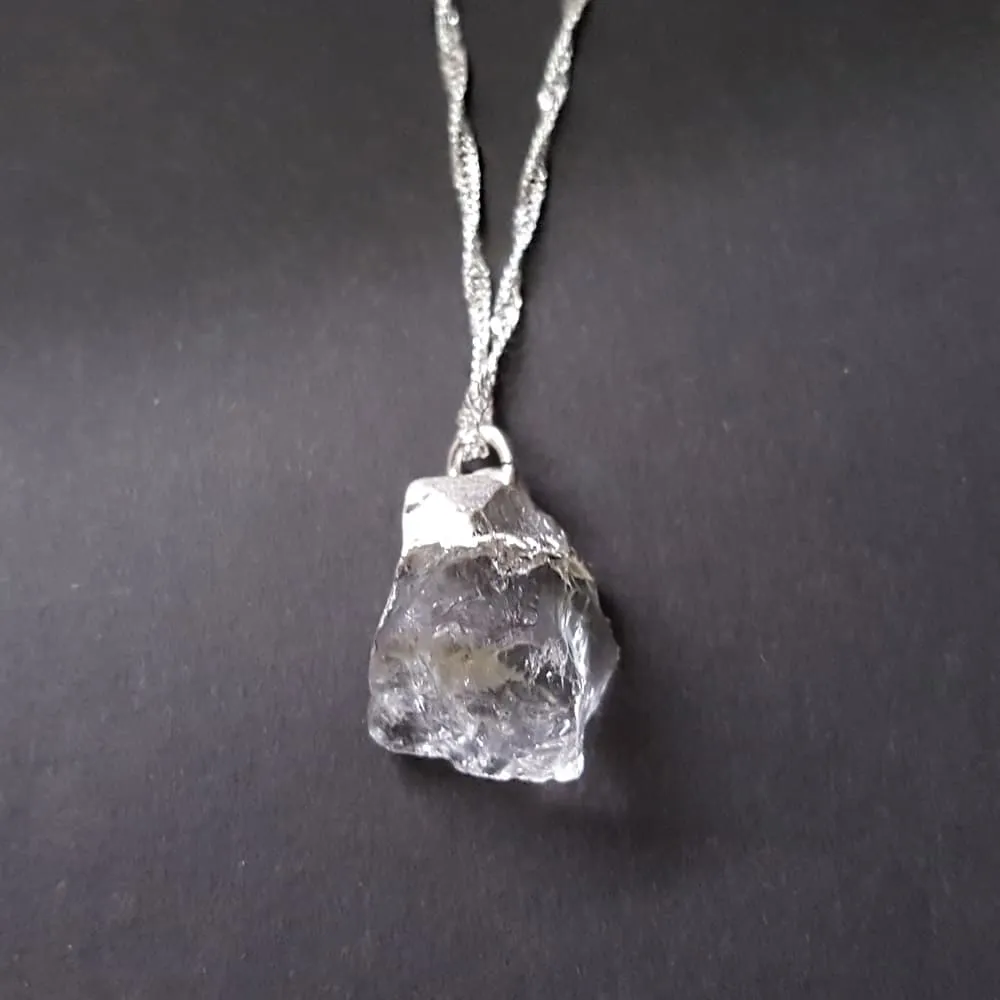 NEW: Raw Crystal Rough Quartz Pendant Necklace