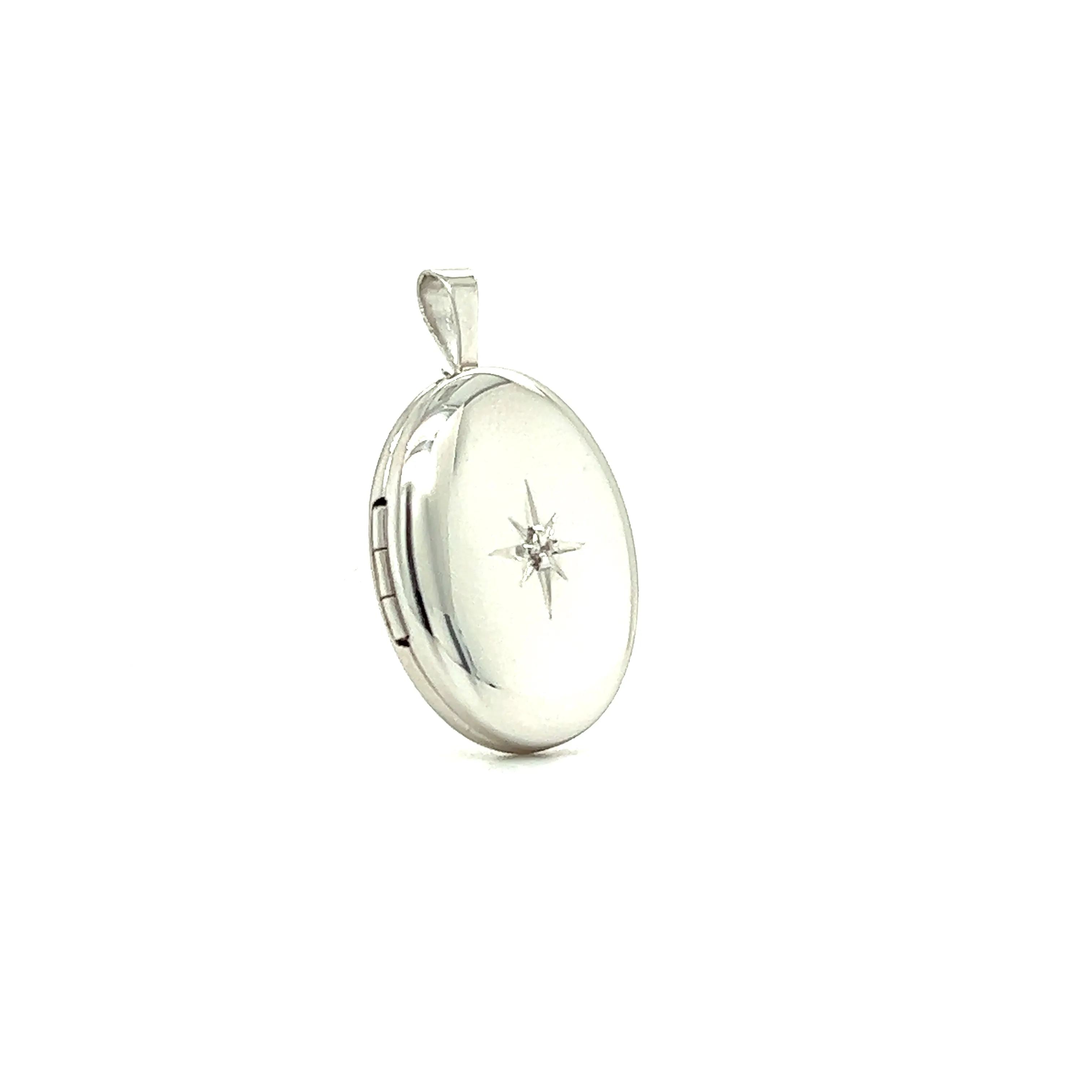 Oval Locket with Diamond Accent in Sterling Silver