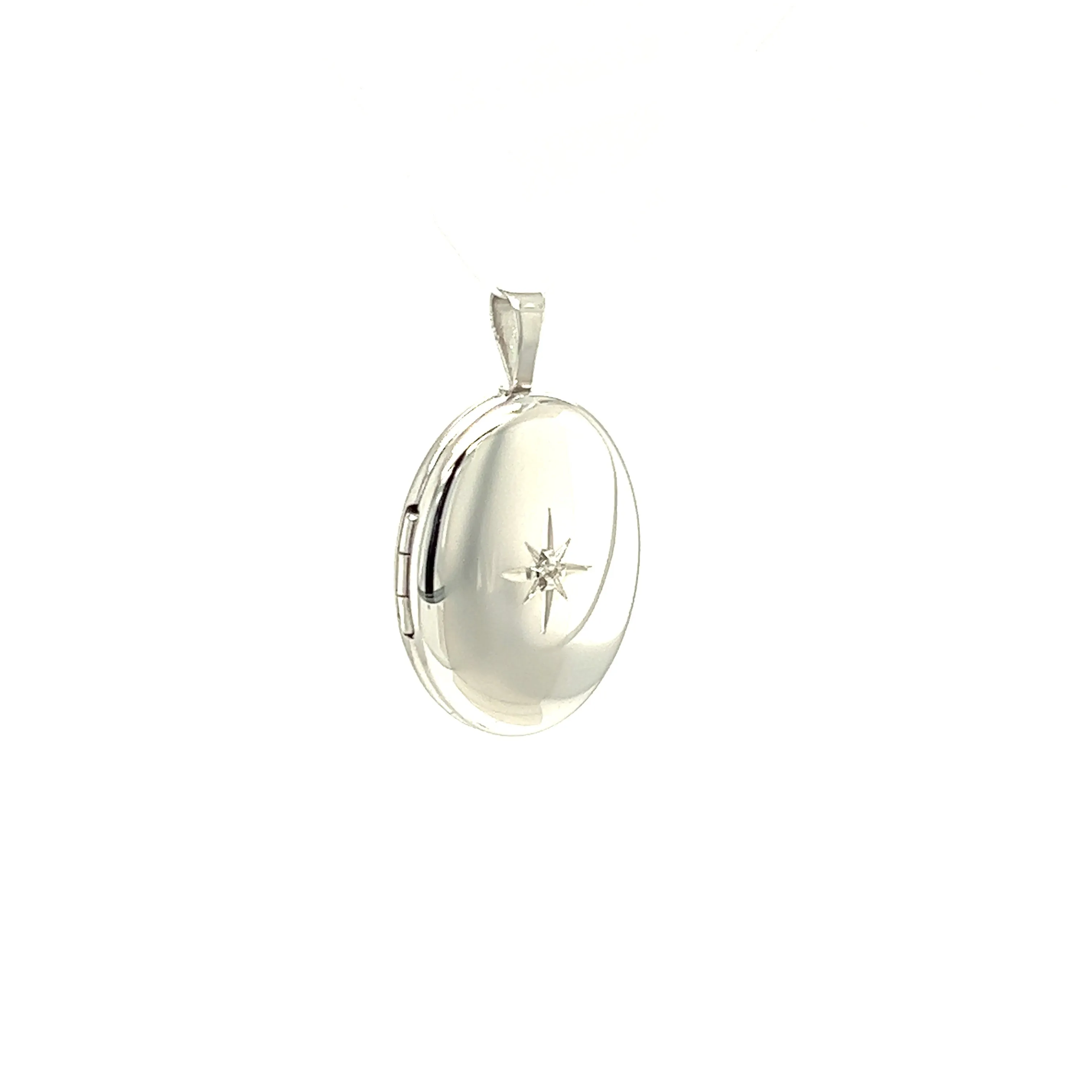 Oval Locket with Diamond Accent in Sterling Silver