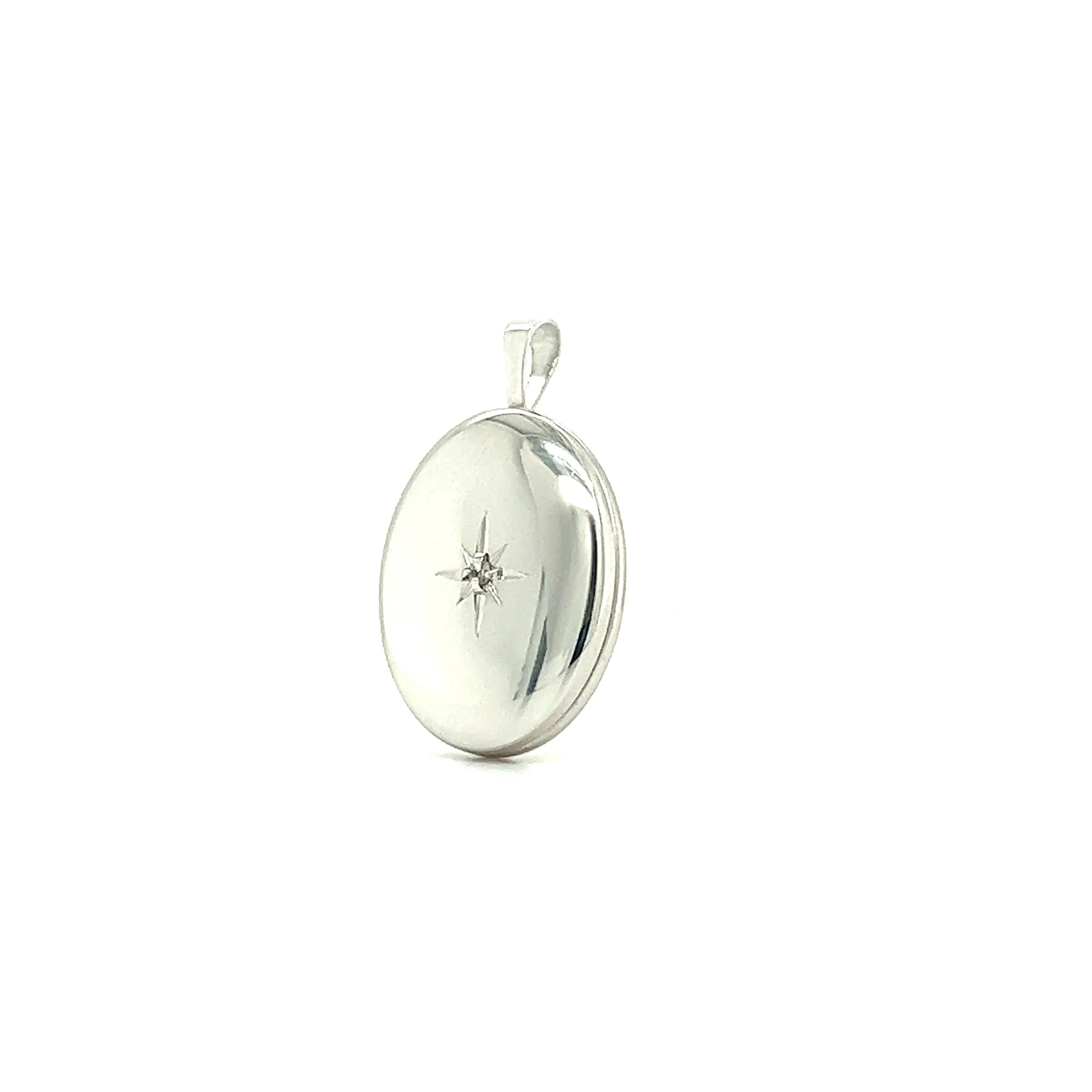 Oval Locket with Diamond Accent in Sterling Silver