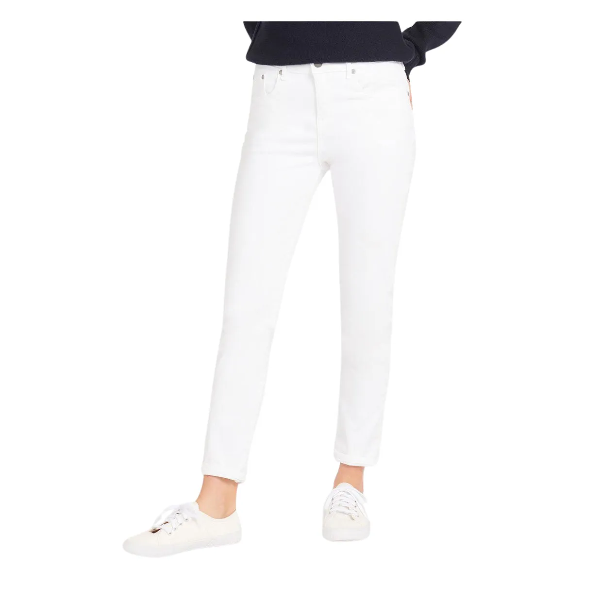 Pantaloni Donna Barbour Essential Slim Bianco