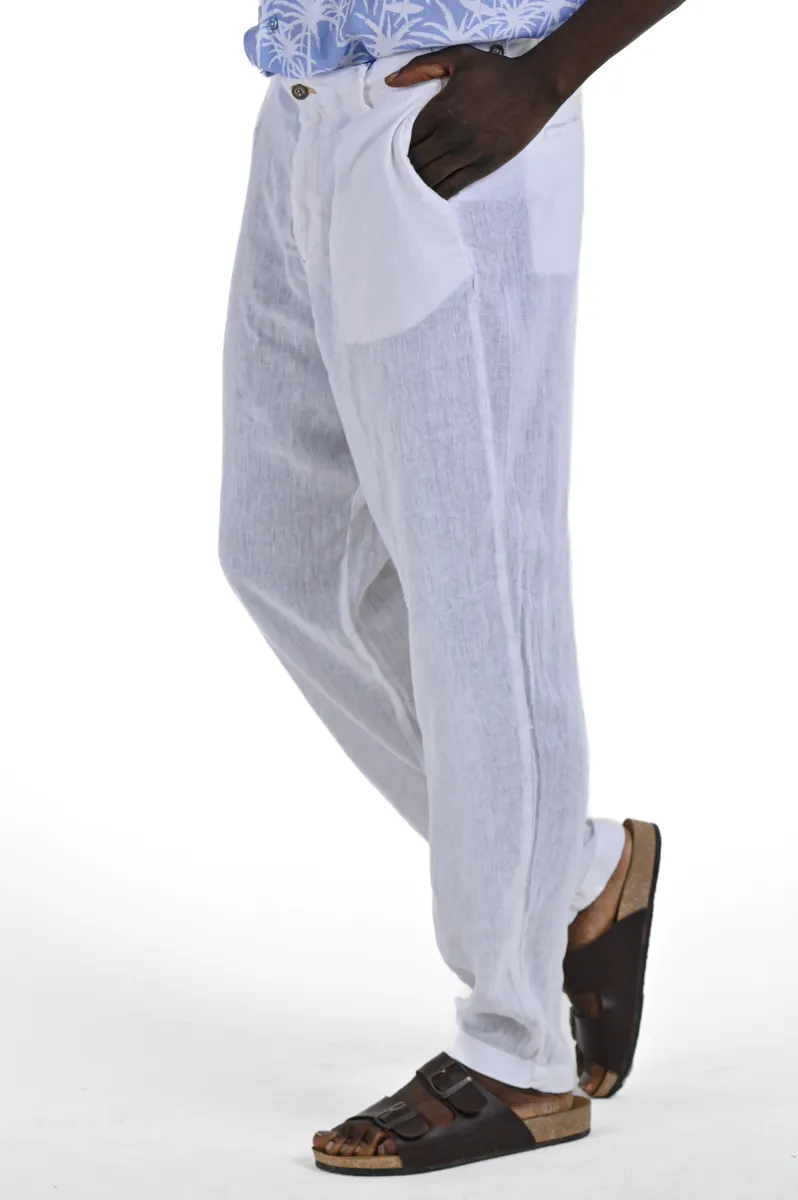 Pantaloni loose Ball Lino Bianco SS24