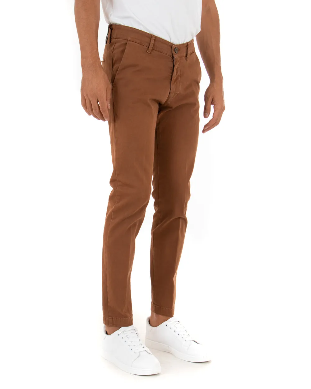 Pantaloni Uomo Tasca America Lungo Classico Slim Tabacco GIOSAL-P5402A