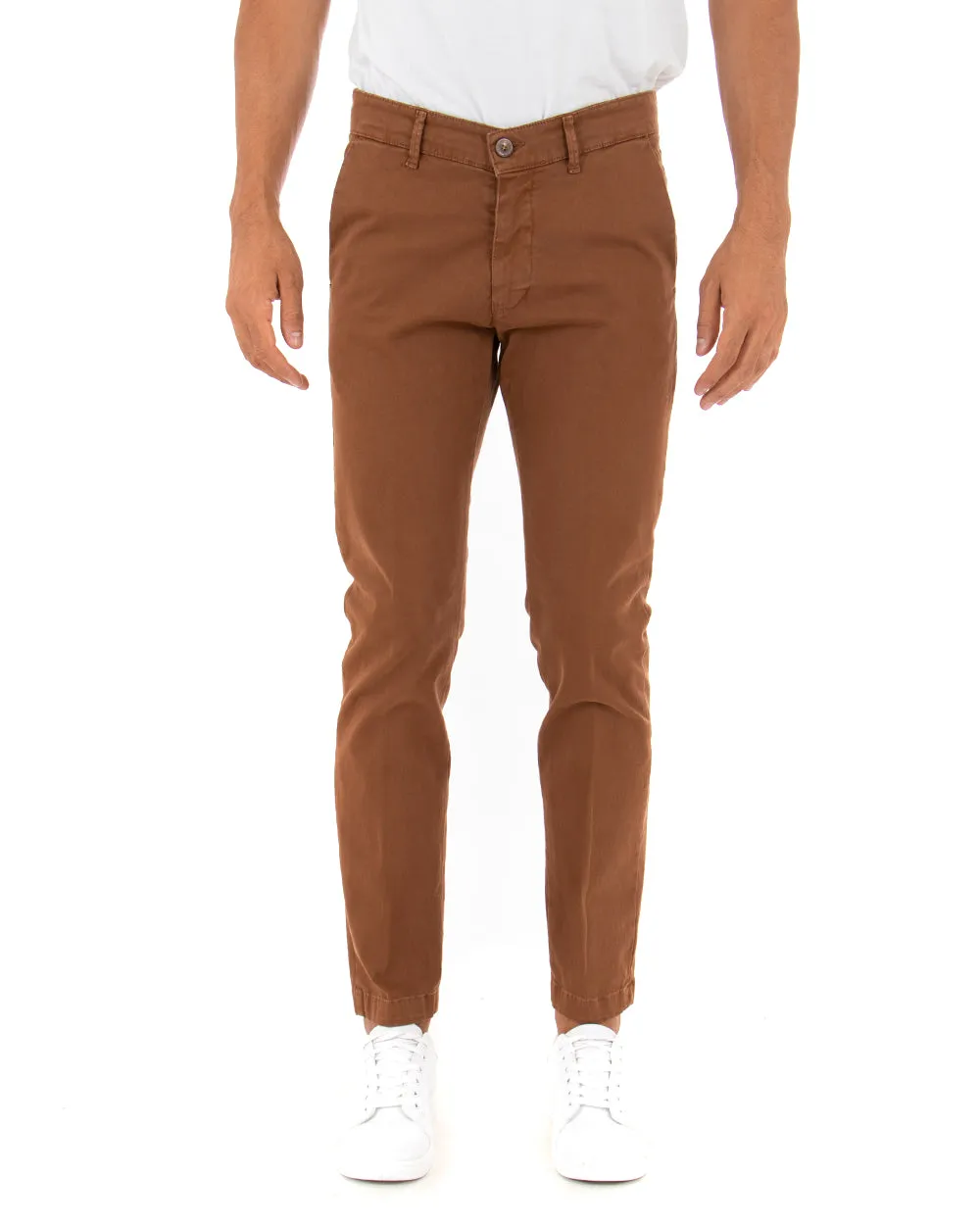 Pantaloni Uomo Tasca America Lungo Classico Slim Tabacco GIOSAL-P5402A