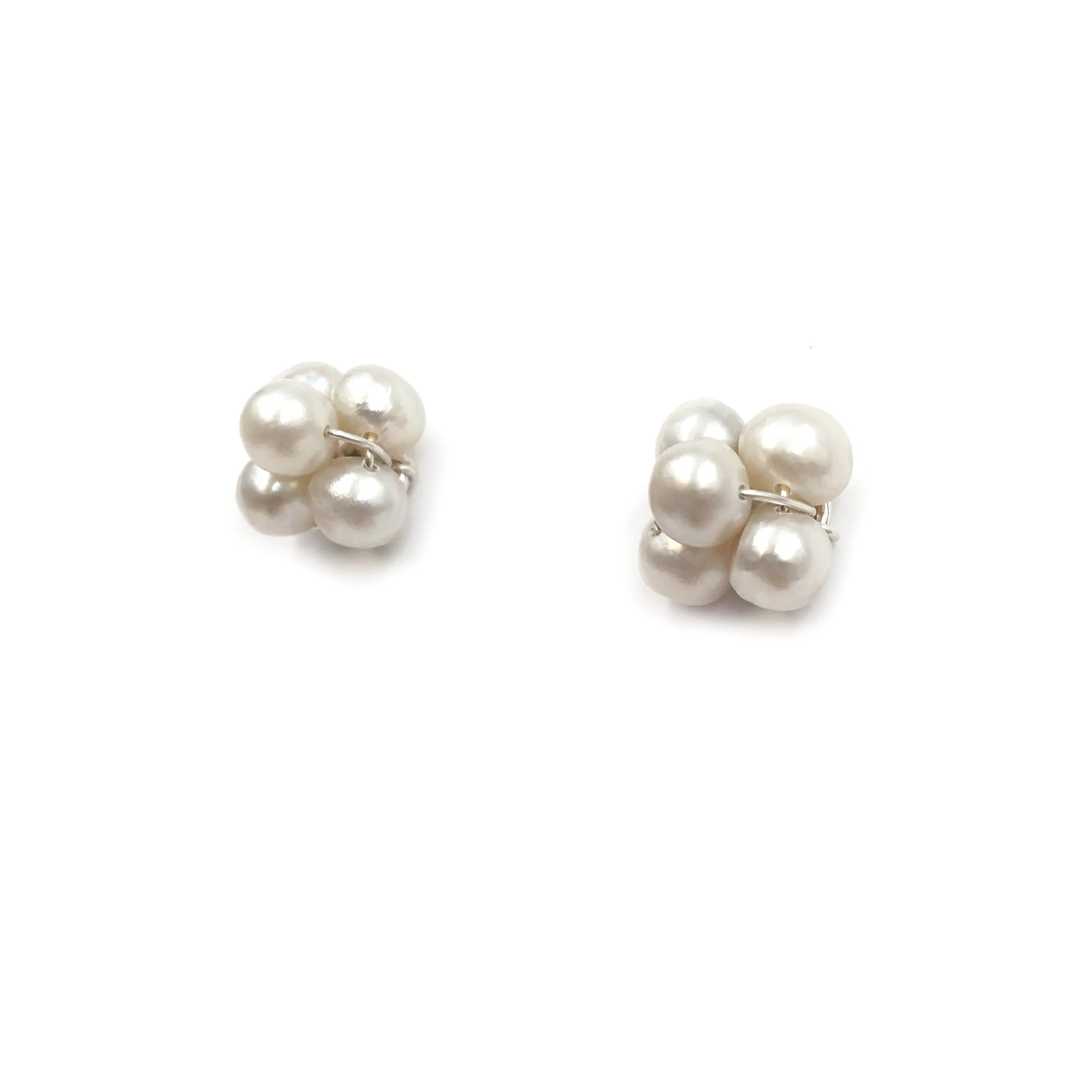 Pearl Cluster Earrings, White