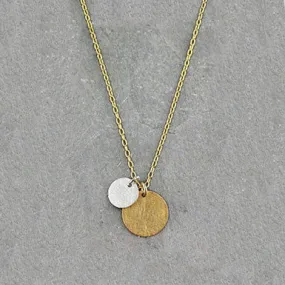 Petite Mixed Metal Double Disc Necklace