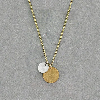 Petite Mixed Metal Double Disc Necklace