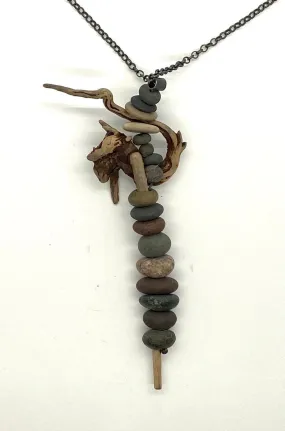 Rock and Driftwood Stack Necklace