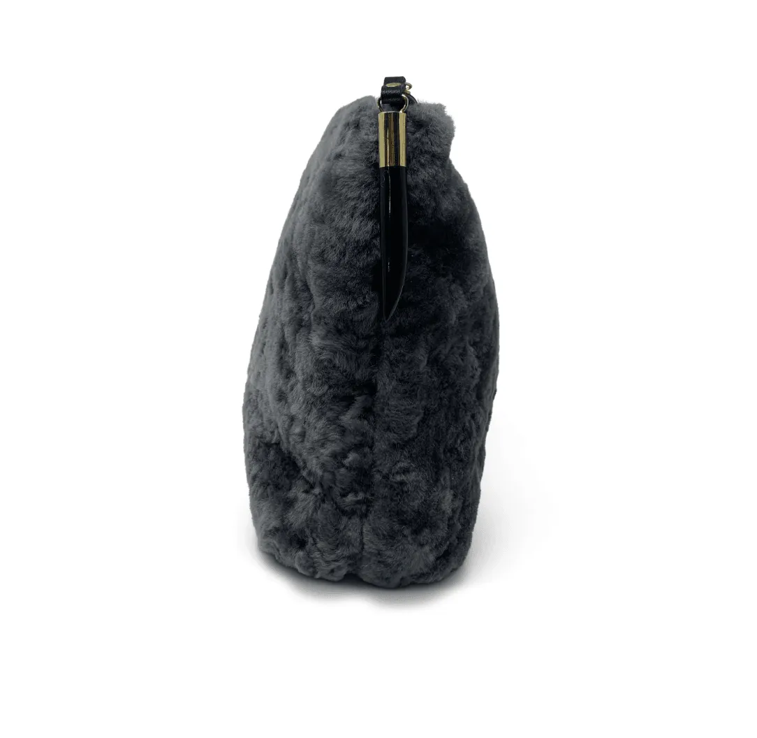 Stone Shearling Clutch by Kempton & Co.